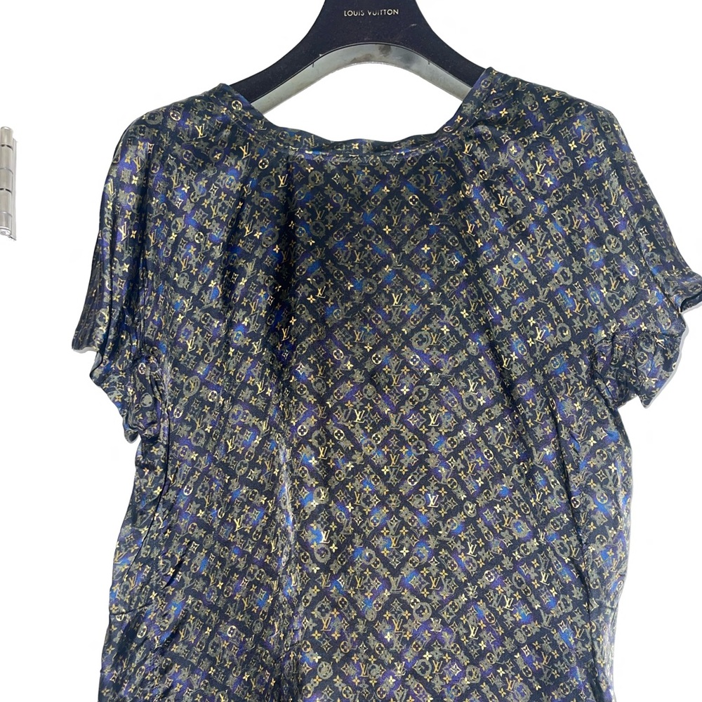 Louis Vuitton monogrammed blouse with velvet ties in the back